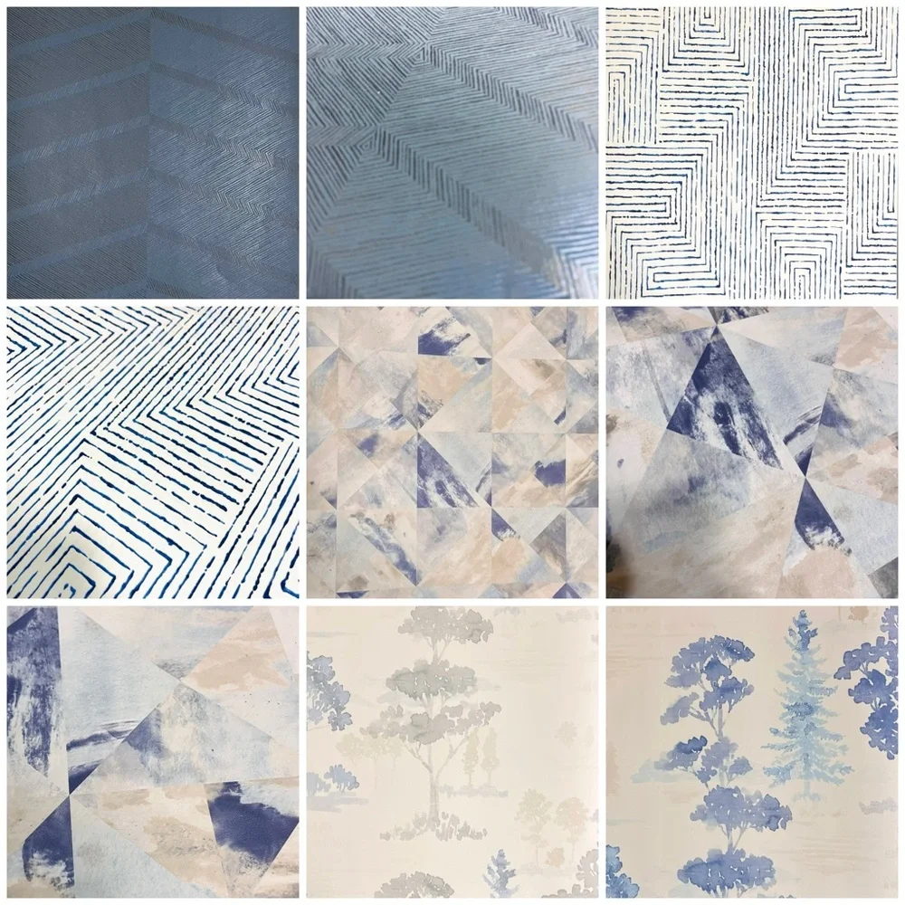 NEW 10 Large Blue Hue Themed Bundle of Assorted Crafts Wallpaper Sample Sheets
